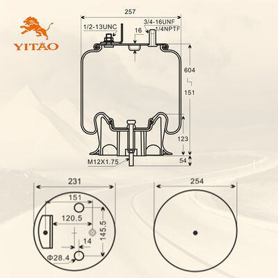 1V 9875 Truck Air Spring, phù hợp với Firestone: W01-358-9875 W01-358-1191/Navistar 3541731C1