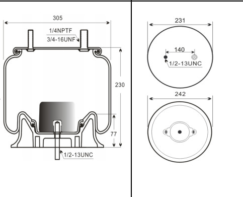 W01-358-8204 Firestone Air Spring cho xe tải Saf Holland 90557223