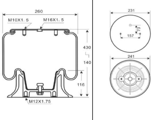 50046 W01-M58-6251 Xe tải Lò xo không khí Contitech Không khí cho xe tải SAF 503513061
