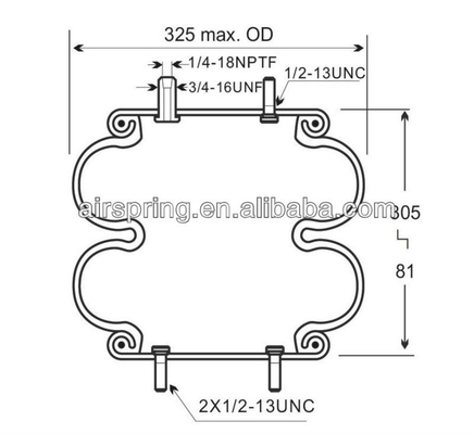 Lò xo khí nén kép Hệ thống treo khí nén Goodyear 2B12-313 / Contitech FD330-22 364 / Firetone W01-358-7405