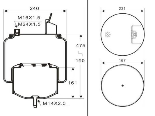 Xe tải Air Spring Firestone W01-M58-8474 Goodyear 1R10-704 20582215 cho  Air Spring