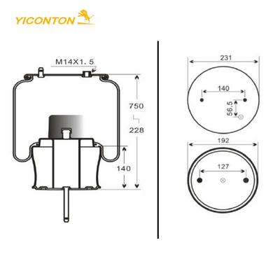 Trailer Hệ thống treo khí nén 1DF20A-2 Goodyear 1R11-185 566-22-3-859 1440305 cho Xe buýt Scania
