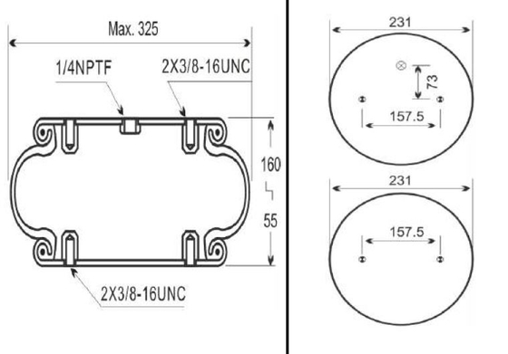 Lò xo không khí chuyển đổi đơn Firestone